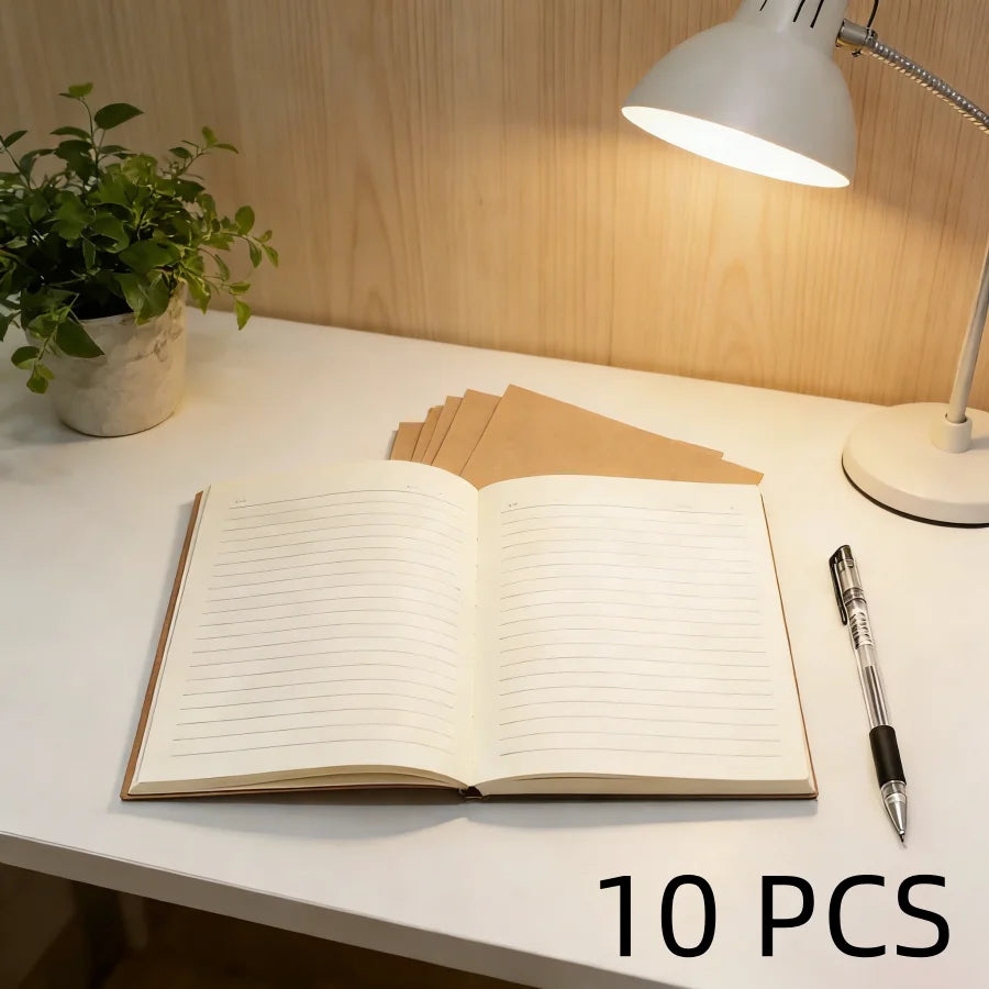 10 PCS Kraft Paper Refills for Traveler’s Notebook, Blank & Lined Inserts for Refillable Leather Journal Diary