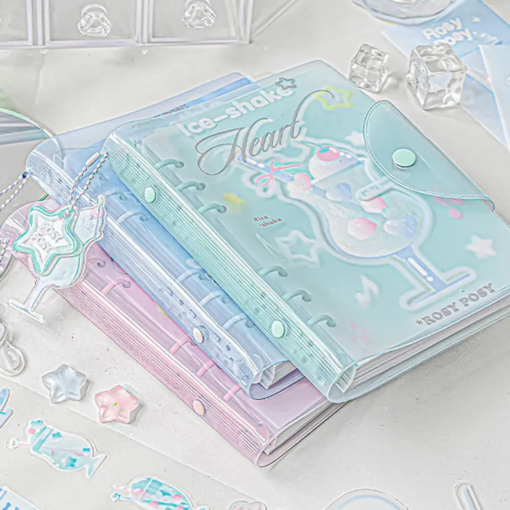 Fashion PVC Notebook Loose-leaf Frosty Series Diary Book 6 Binder Ring Envelope Ledger